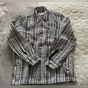Topman Bottoned Plaid Overshirt Black and White Size XS